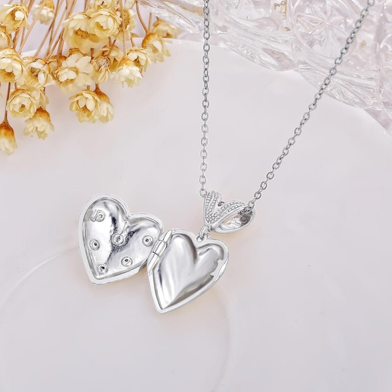 YOUFENG Love Heart Locket Necklace that Holds Pictures Photo Locket Birthday Gifts - Image 3